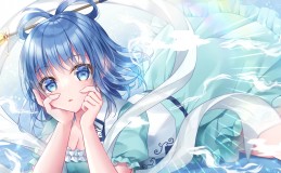 蓝发少女与天空的邂逅动漫壁纸