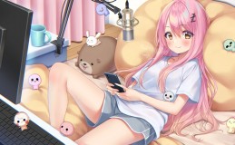 粉红女孩的温馨动物世界动漫壁纸