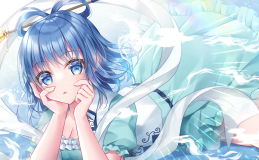 浅绿轻衣蓝发少女的水中幻境壁纸